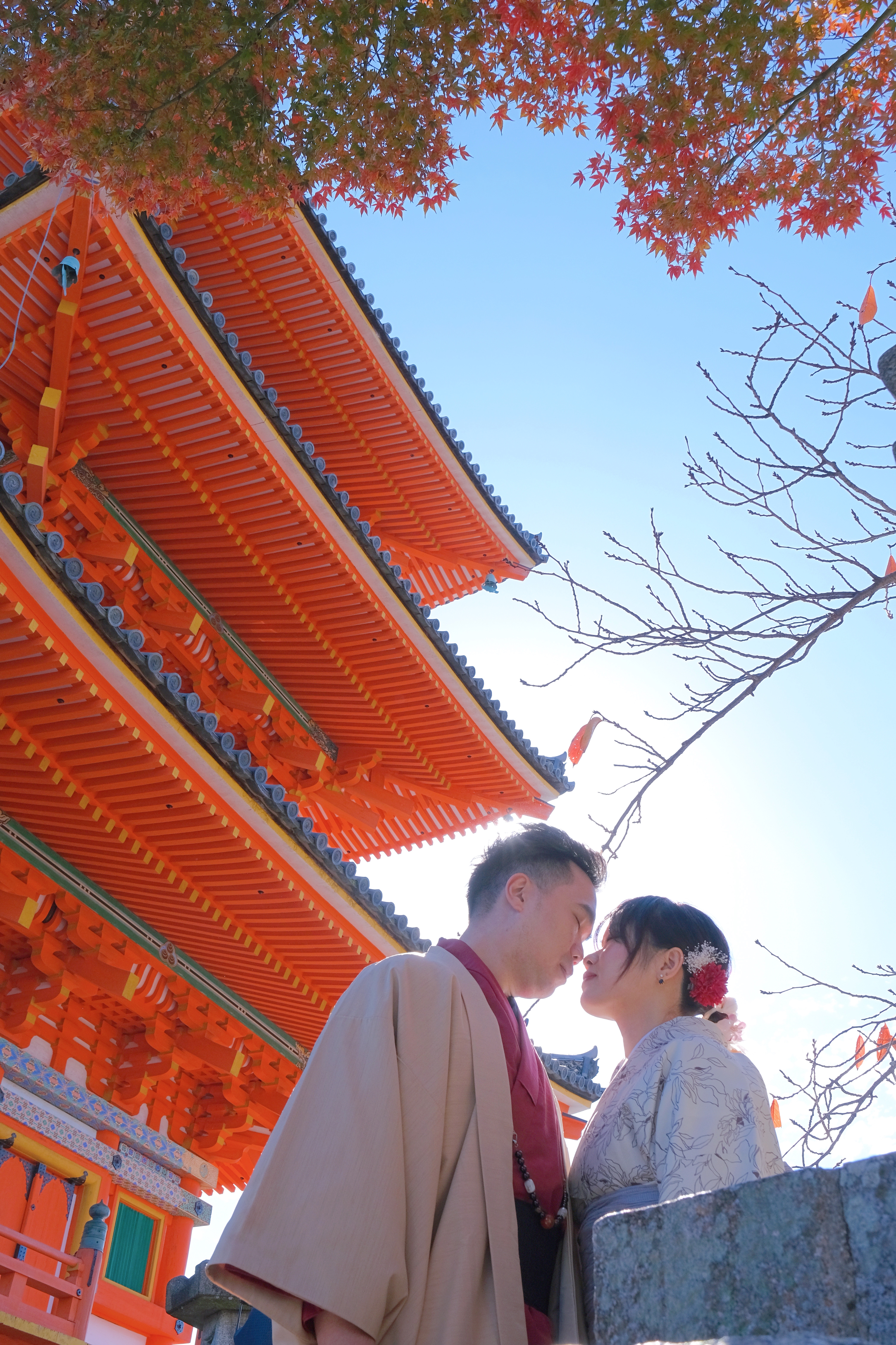 Couple walking hand in hand down the aisle